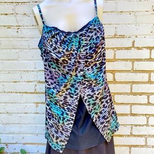 Miracle Suit animal print bathing suit tankini top sz 16